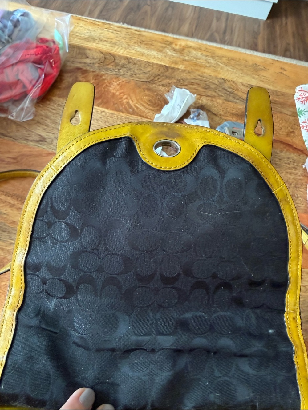 Coach Yellow Leather Satchel with Top Handle - Picture 10 of 16